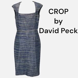 CROP By David Peck  metallic Tweed fitted cocktail dress
